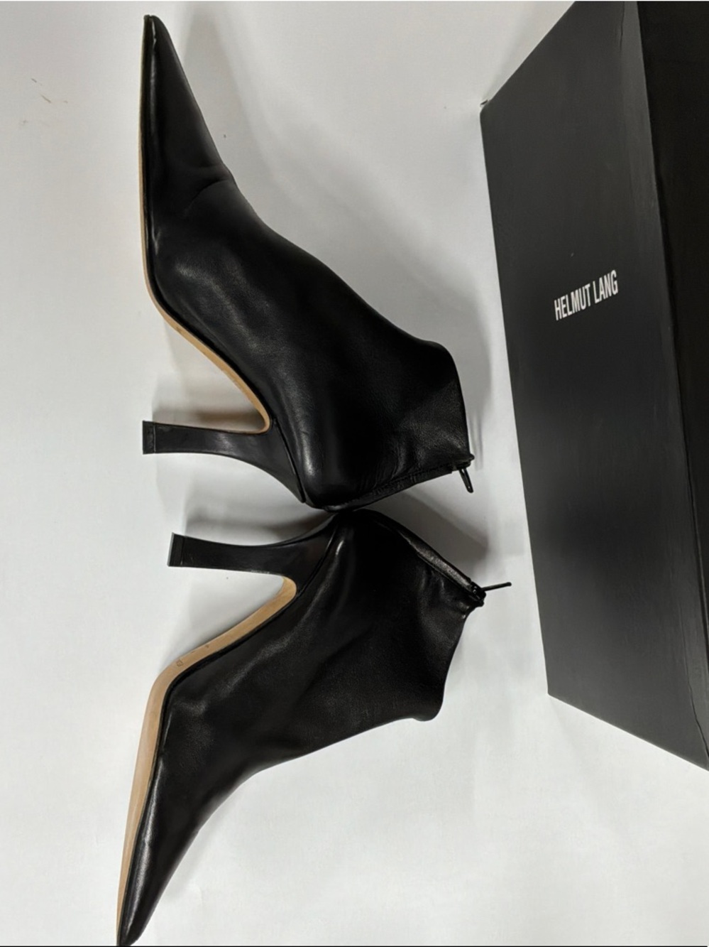 Helmut Lang Black Pointed Toe Leather Ankle Booties, Very Good , Sz IT 36.5 - Picture 7 of 10
